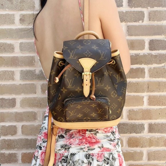 Authentic✅ Louis Vuitton Montsouris PM M51137 Monogram Canvas Backpack Brown